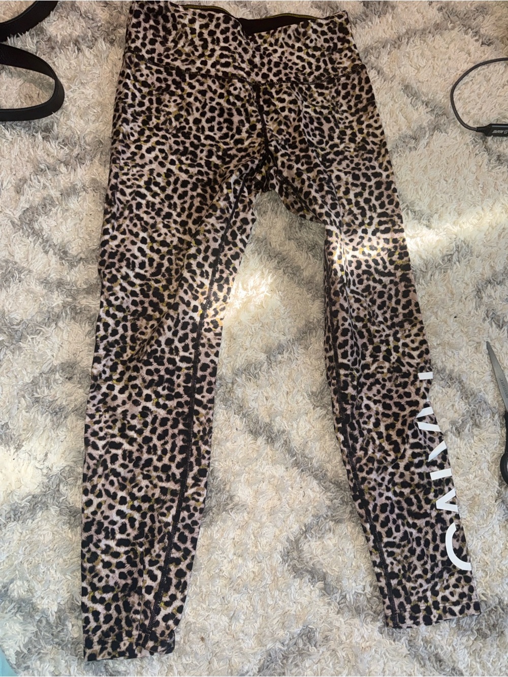 Calvin Klein Leopard Print Leggings in Tan and Black